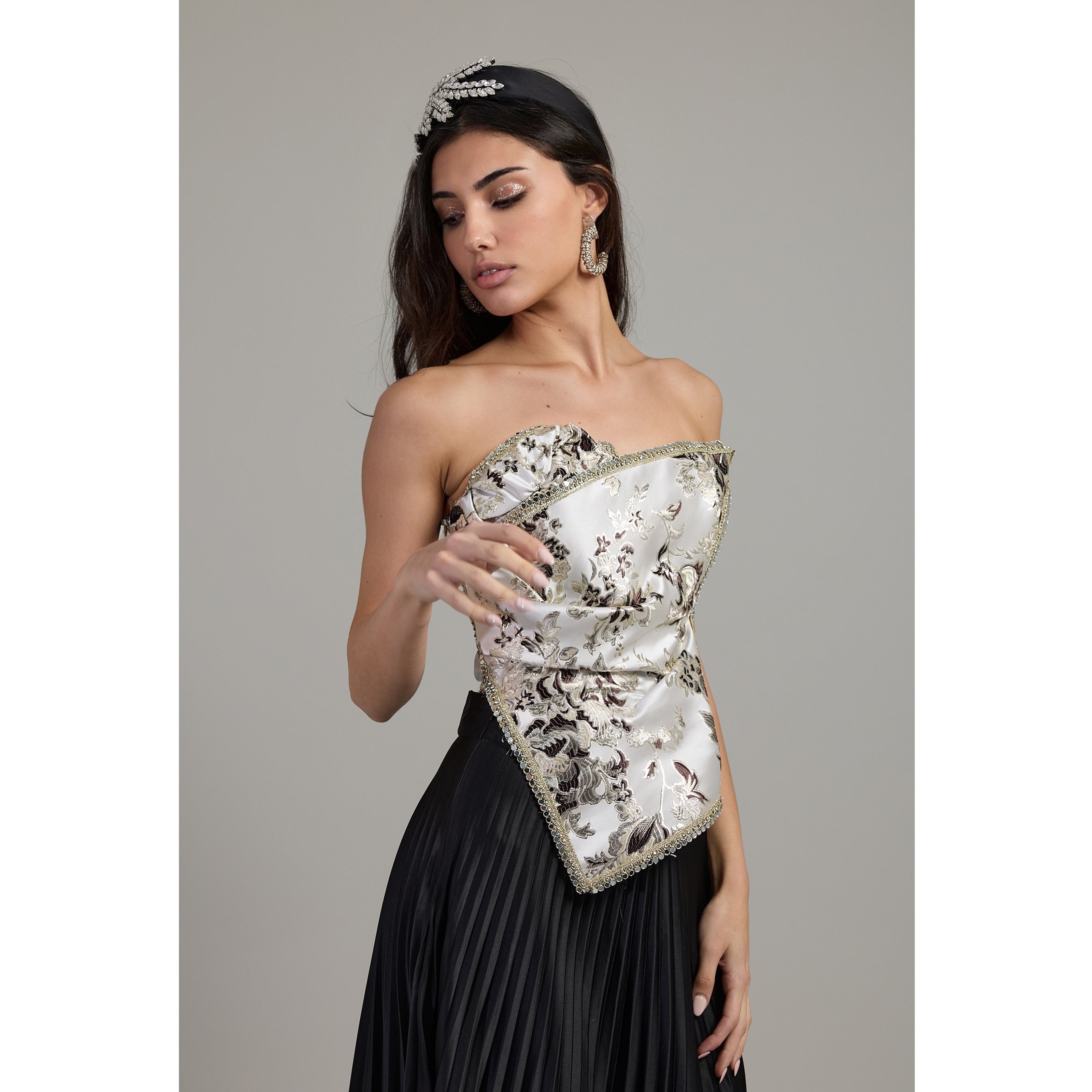 Silver Jardin Asymmetrical Corset Top