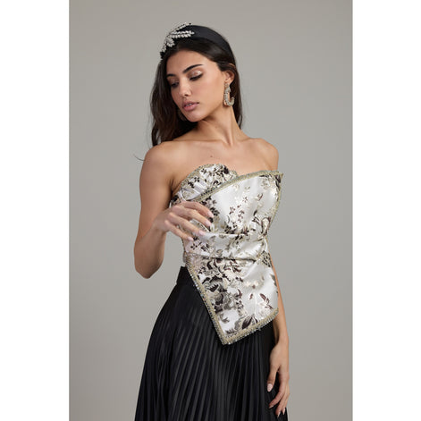 Silver Jardin Asymmetrical Corset Top