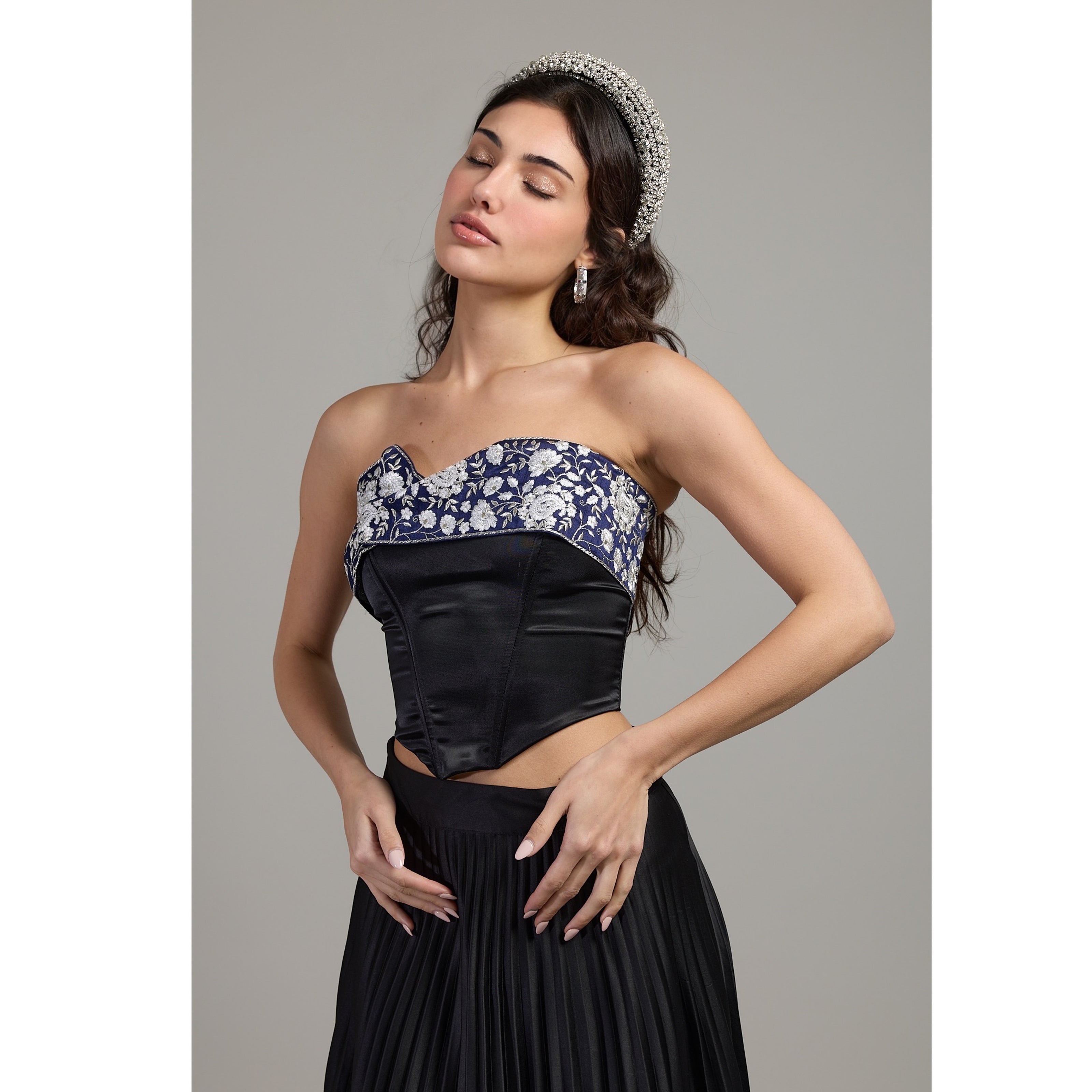 Porcelain Embroidered Corset Top