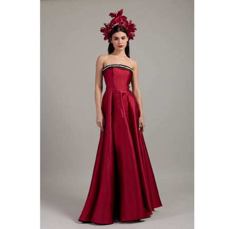 Rouge Pearl Strapless Dress