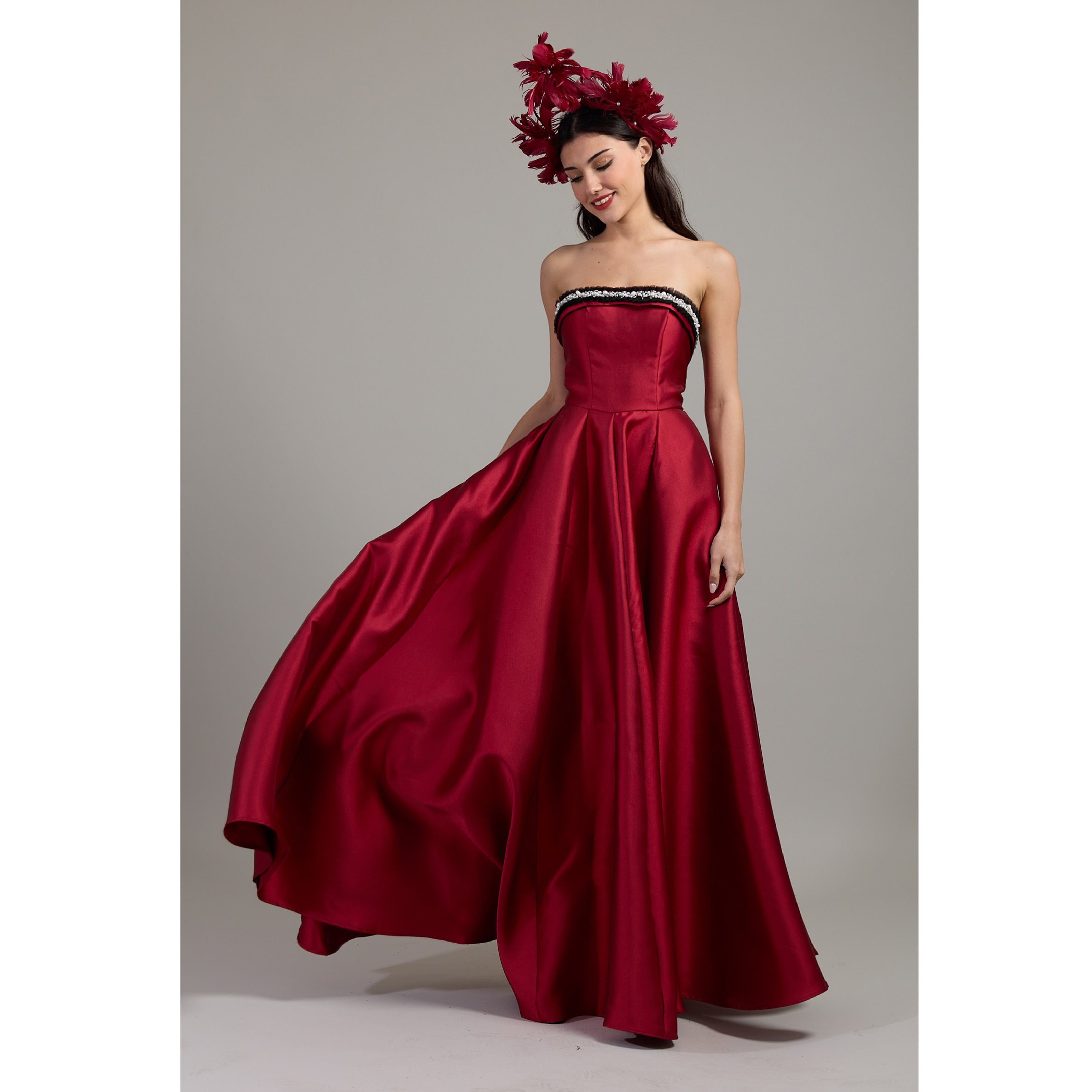 Rouge Pearl Strapless Dress