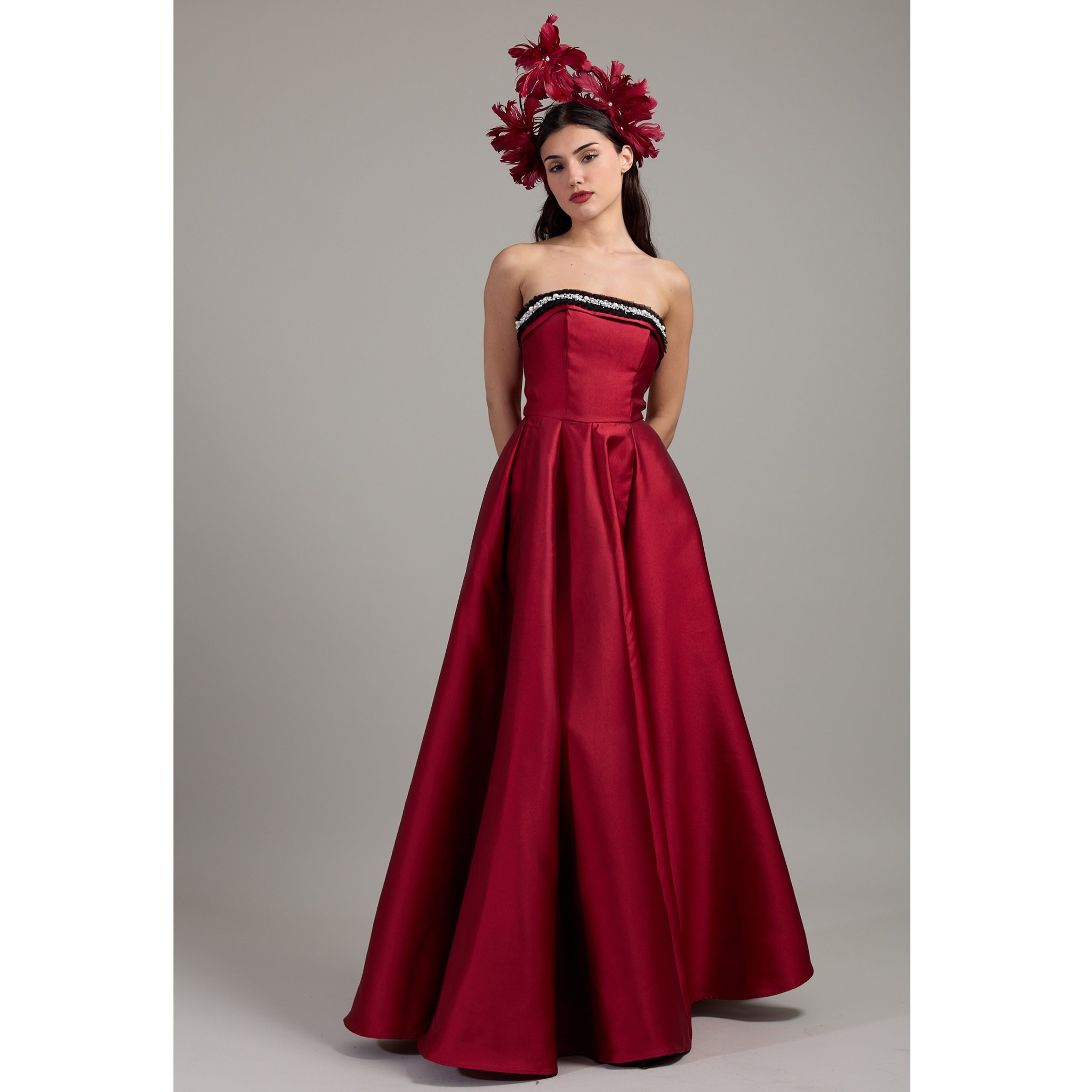 Rouge Pearl Strapless Dress