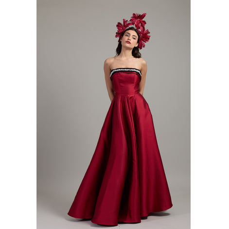 Rouge Pearl Strapless Dress