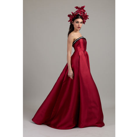 Rouge Pearl Strapless Dress