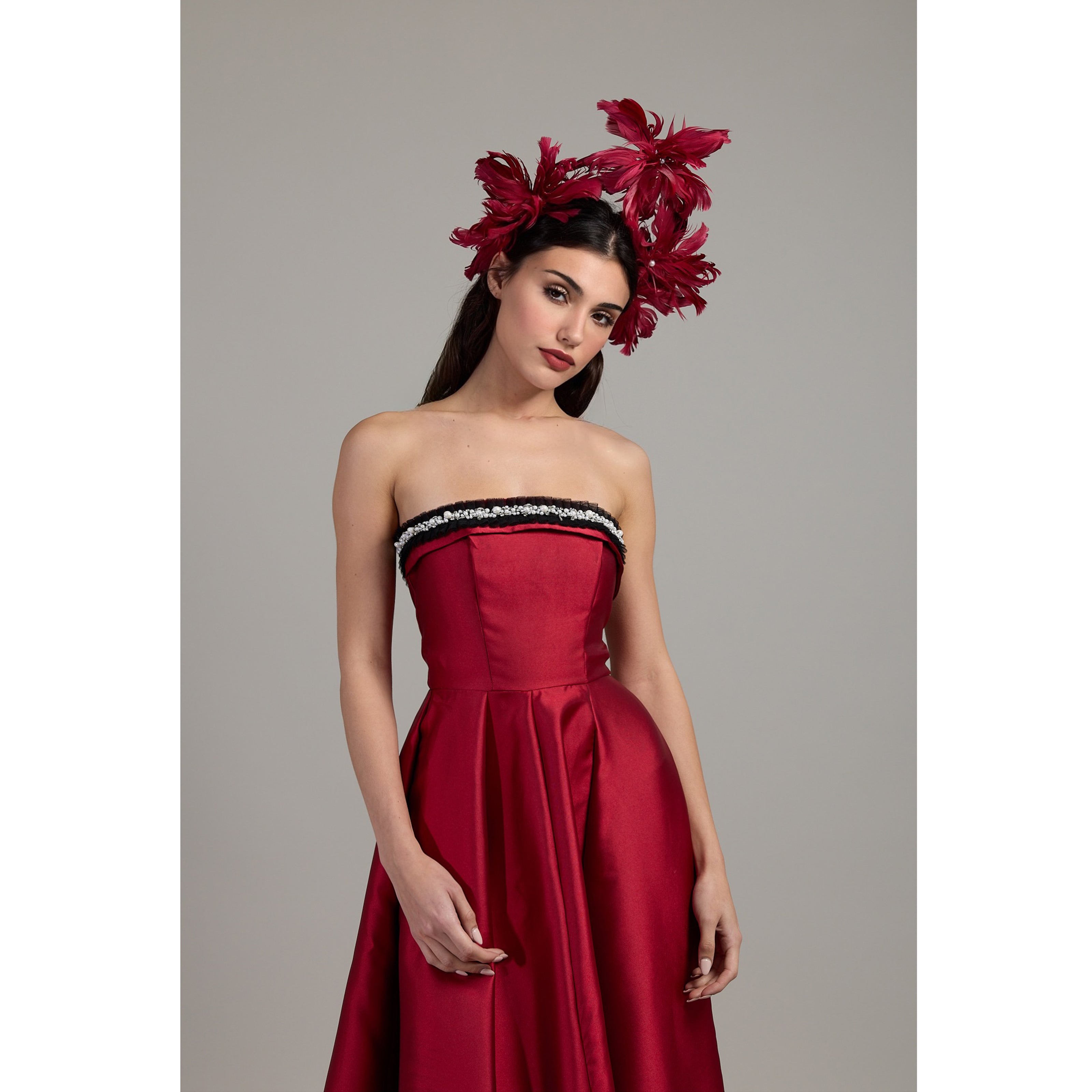 Rouge Pearl Strapless Dress