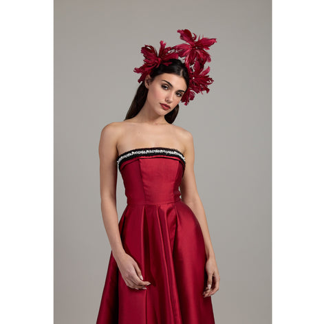 Rouge Pearl Strapless Dress