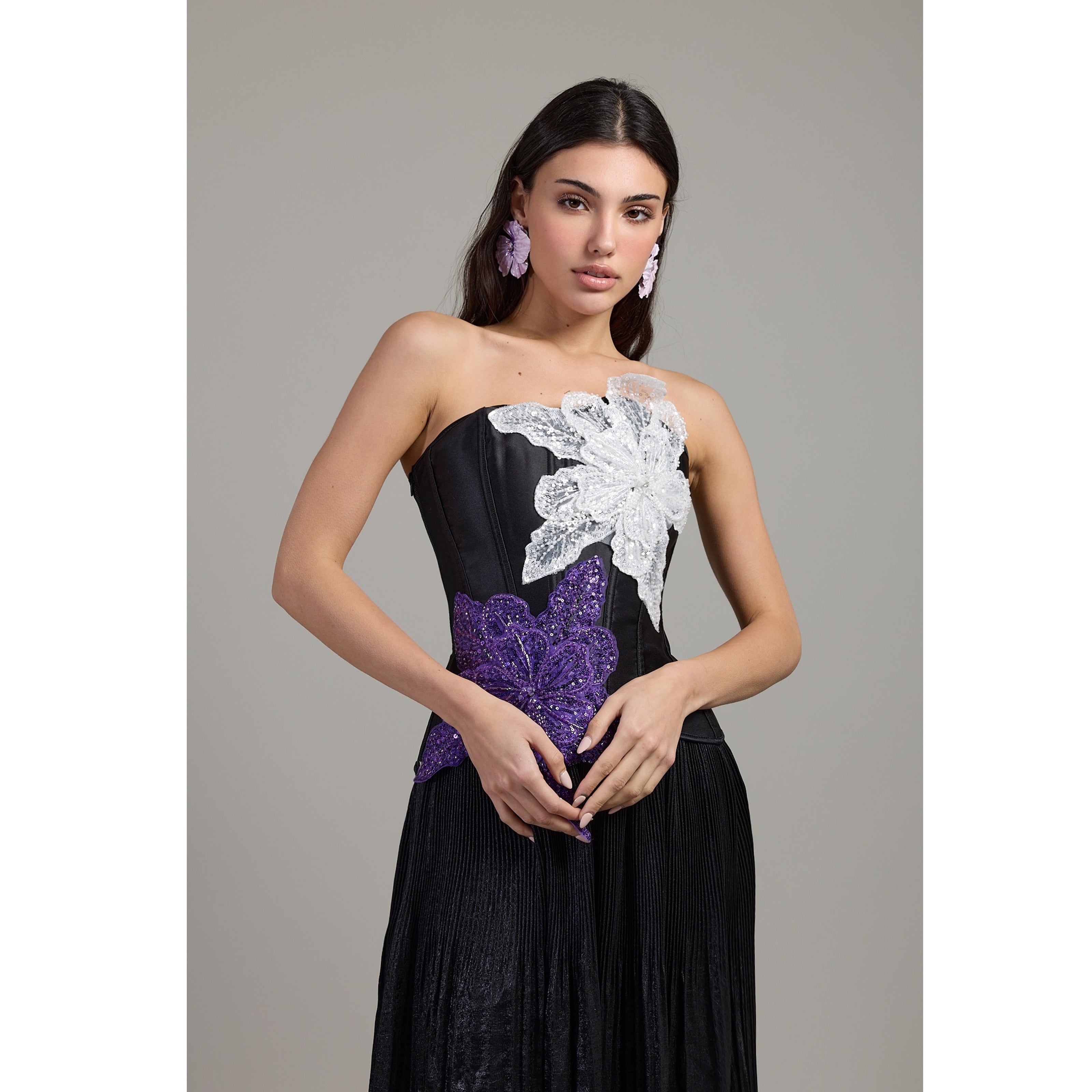 Midnight Orchid Embellished Corset Top