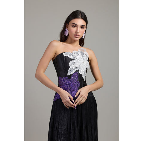 Midnight Orchid Embellished Corset Top
