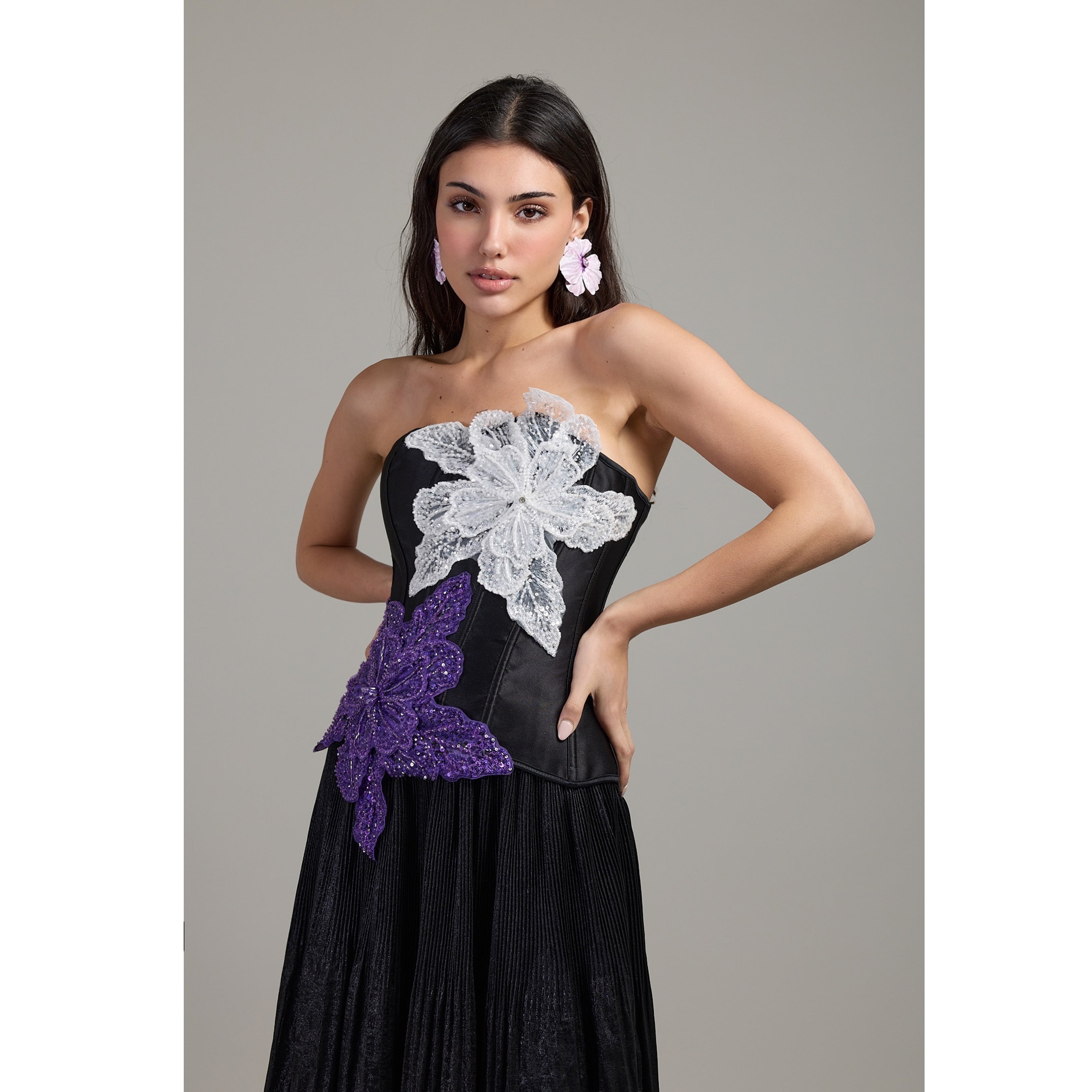Midnight Orchid Embellished Corset Top
