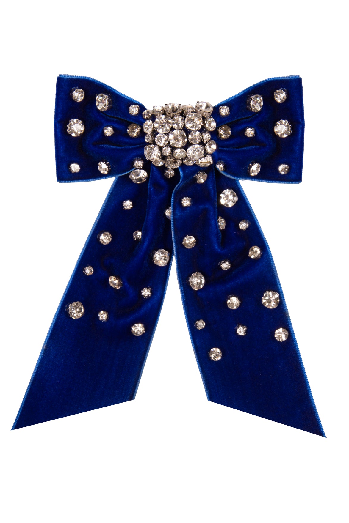 Royal Blue Velvet Crystal Bow – HASANOVA