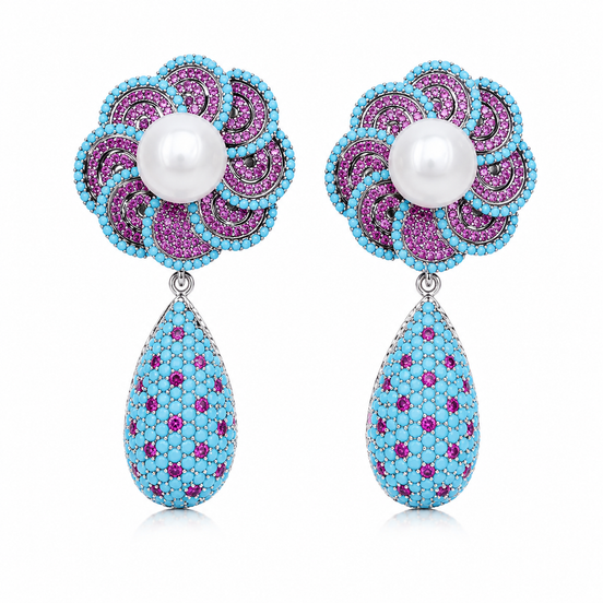 Turquoise Dream Pearl Earrings