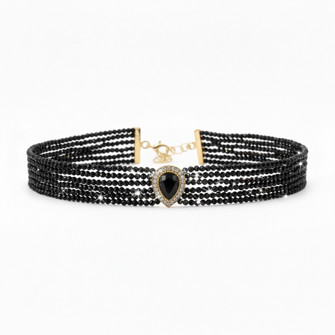 Noir Crystal Teardrop Choker