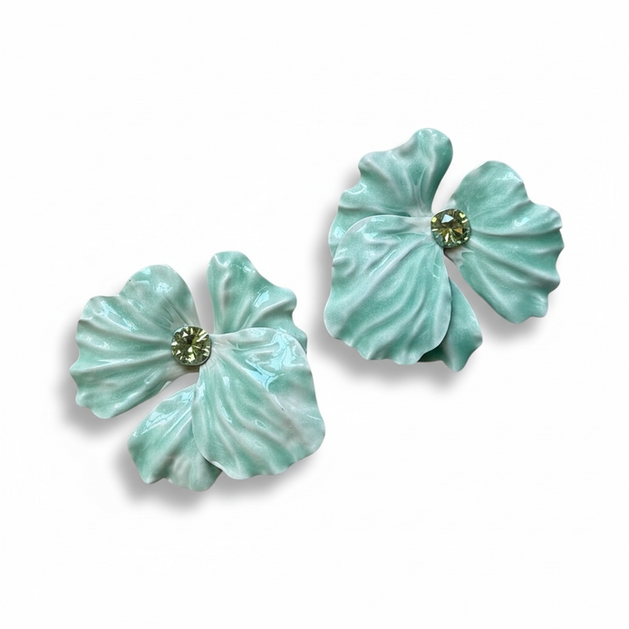 Teal Petal Bloom Earrings