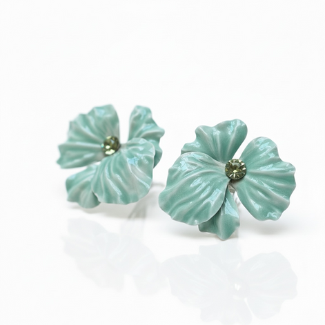 Teal Petal Bloom Earrings