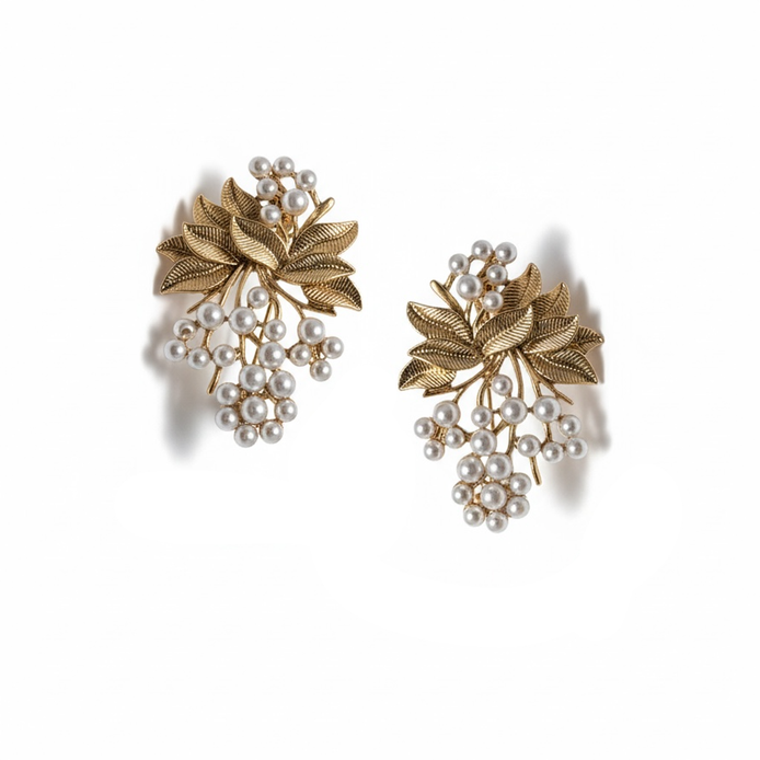 Laurel Pearl Cluster Earrings