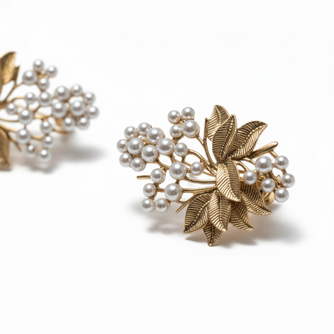 Laurel Pearl Cluster Earrings