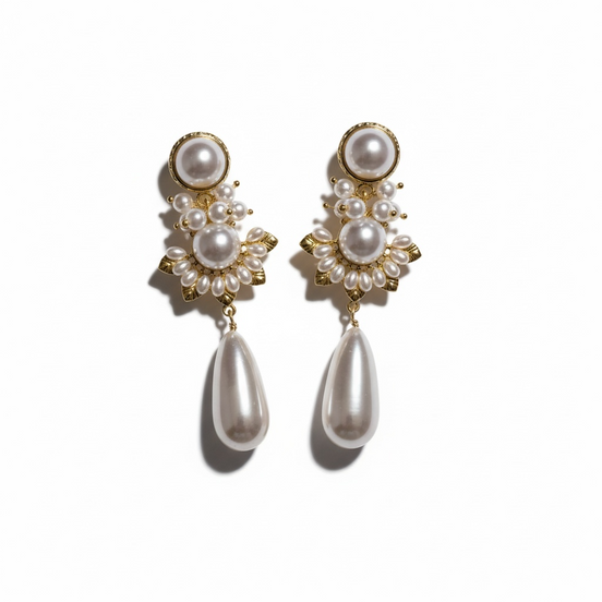 Pearl Drop Statement Earrings