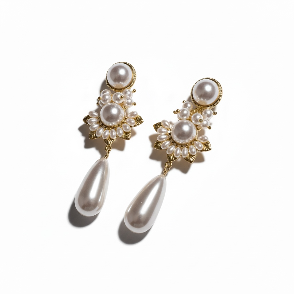 Pearl Drop Statement Earrings