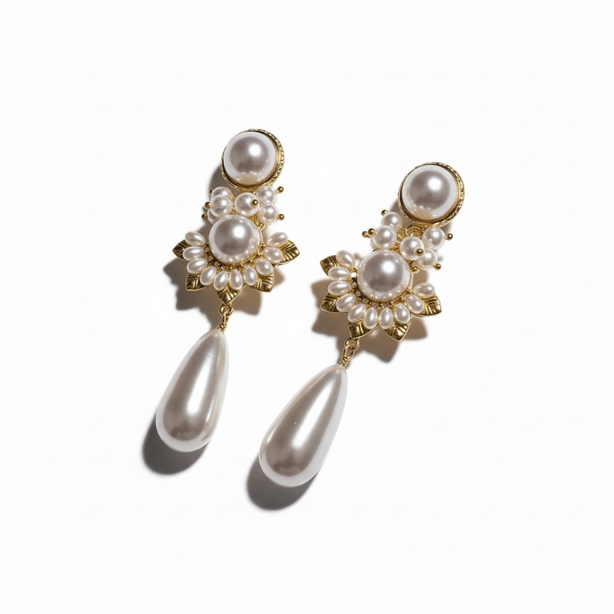 Pearl Drop Statement Earrings