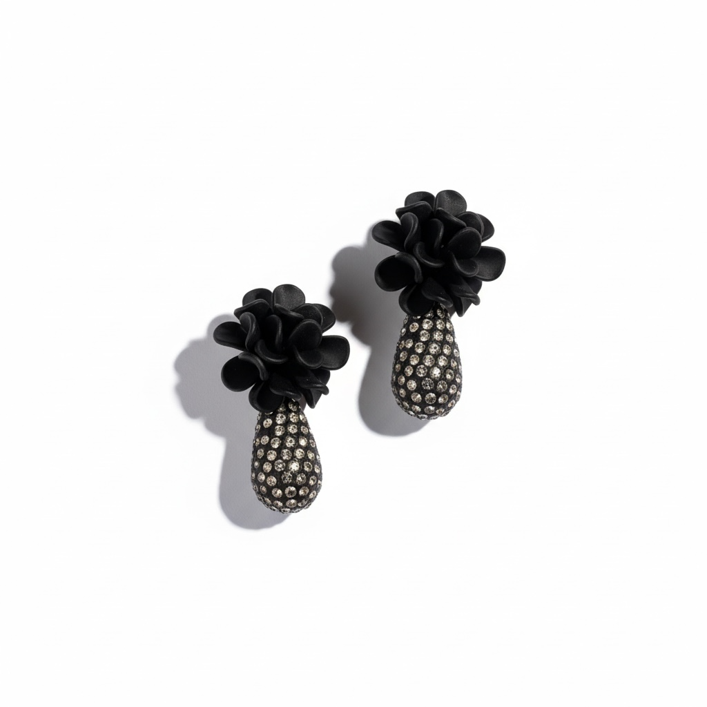 Noir Bloom Drop Earrings