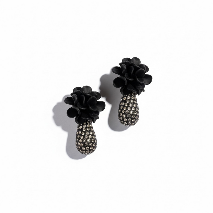 Noir Bloom Drop Earrings