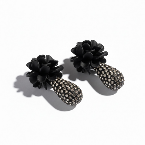 Noir Bloom Drop Earrings