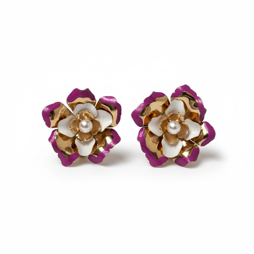 Bloom Enamel Pearl Studs