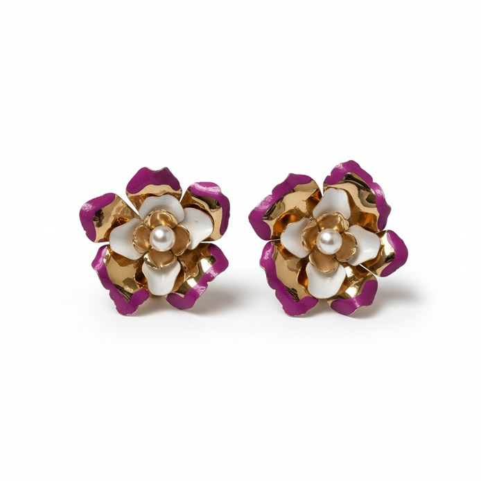 Bloom Enamel Pearl Studs