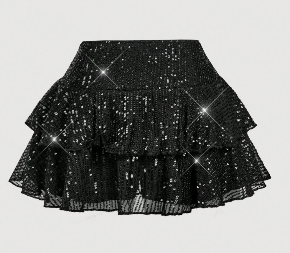 Midnight Ruffle Mini Skirt