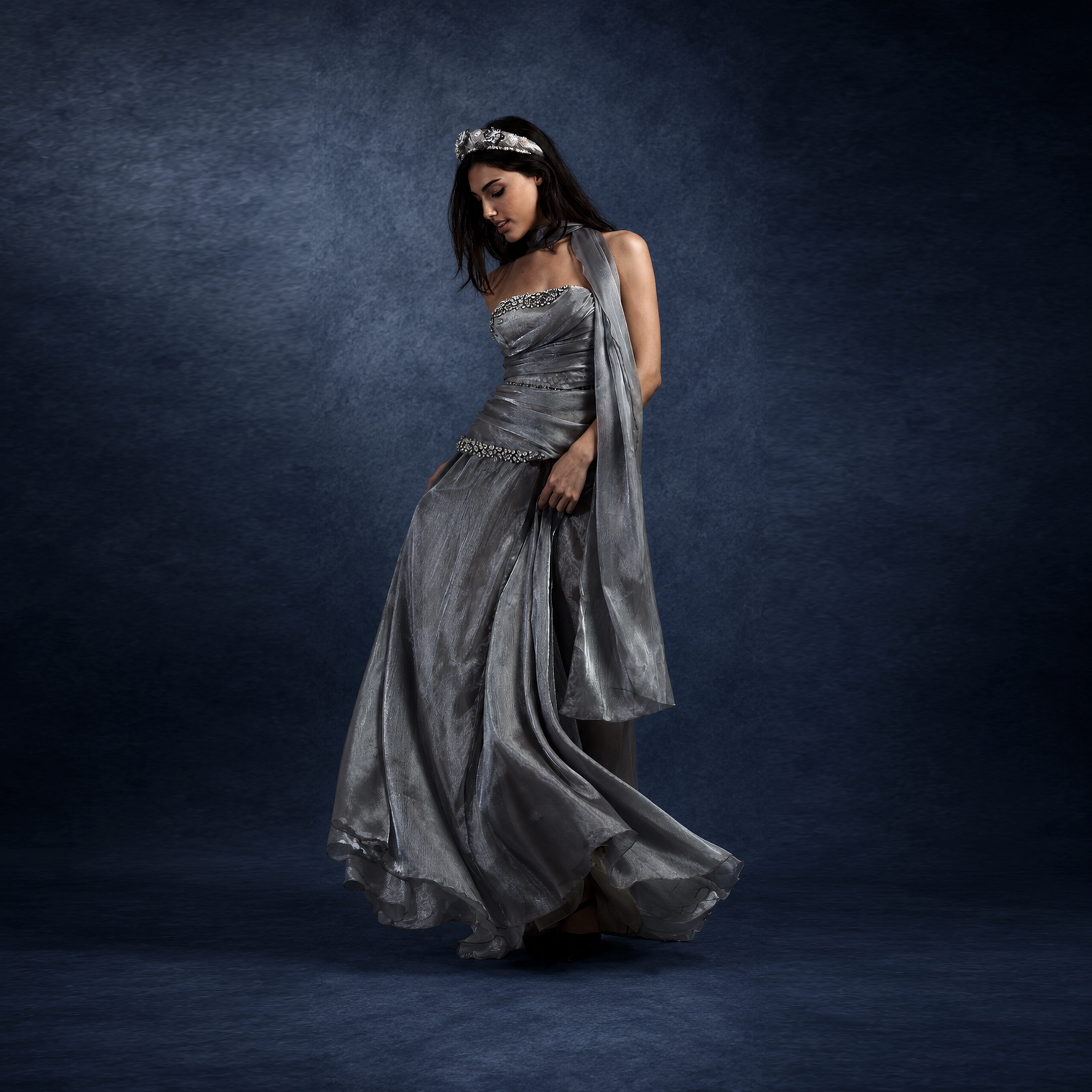Silver Veil Crystal Dress