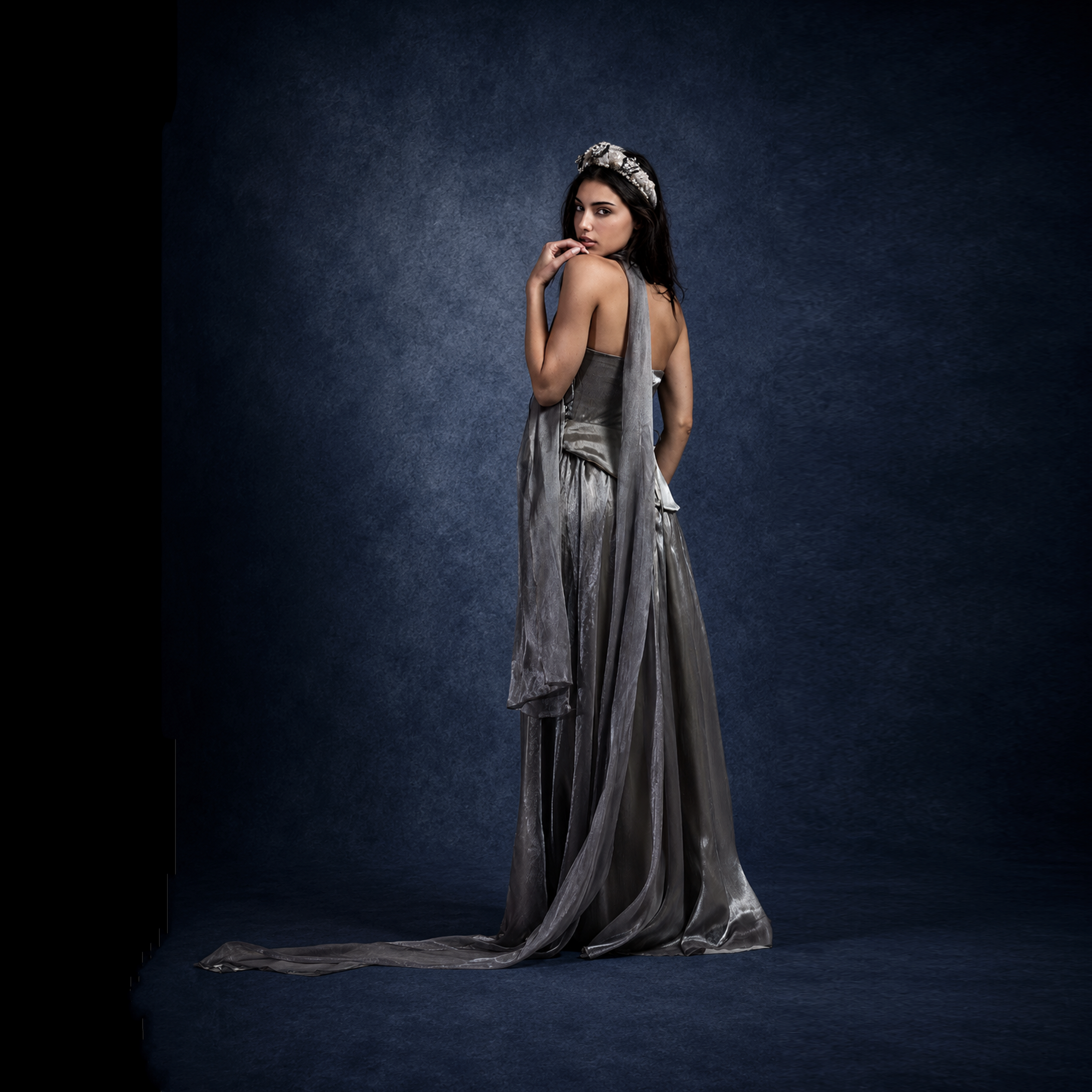 Silver Veil Crystal Dress