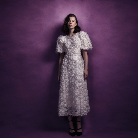 Rosette Zircon Cream Dress