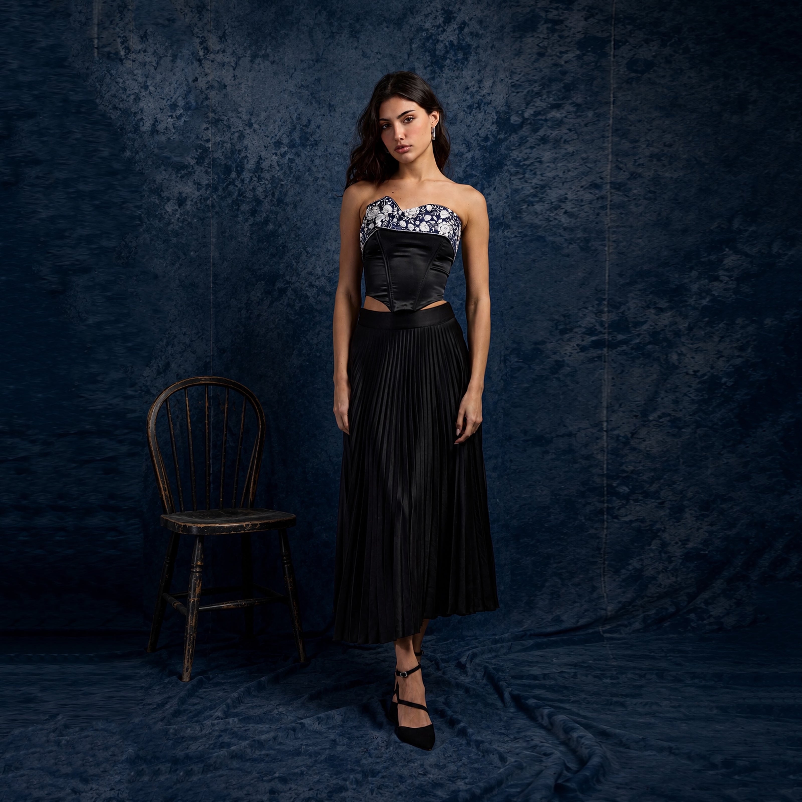 Porcelain Embroidered Corset Top