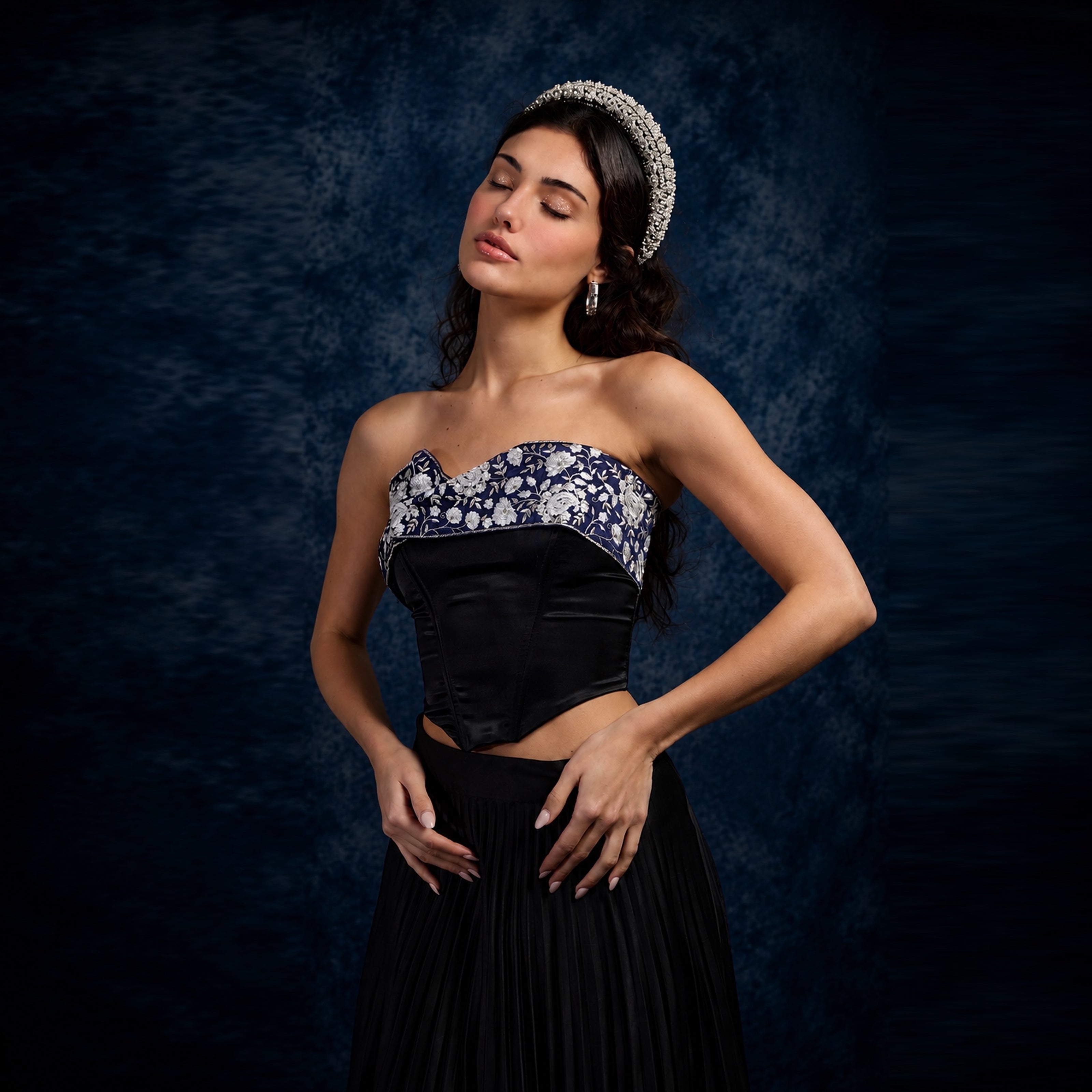 Porcelain Embroidered Corset Top