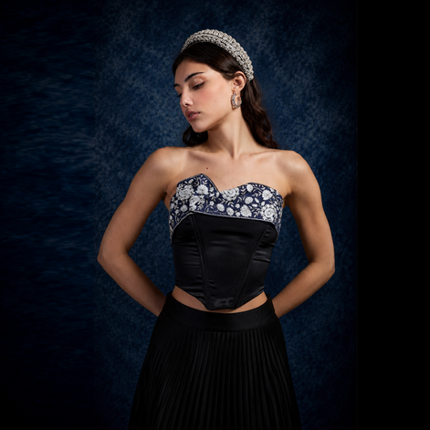 Porcelain Embroidered Corset Top