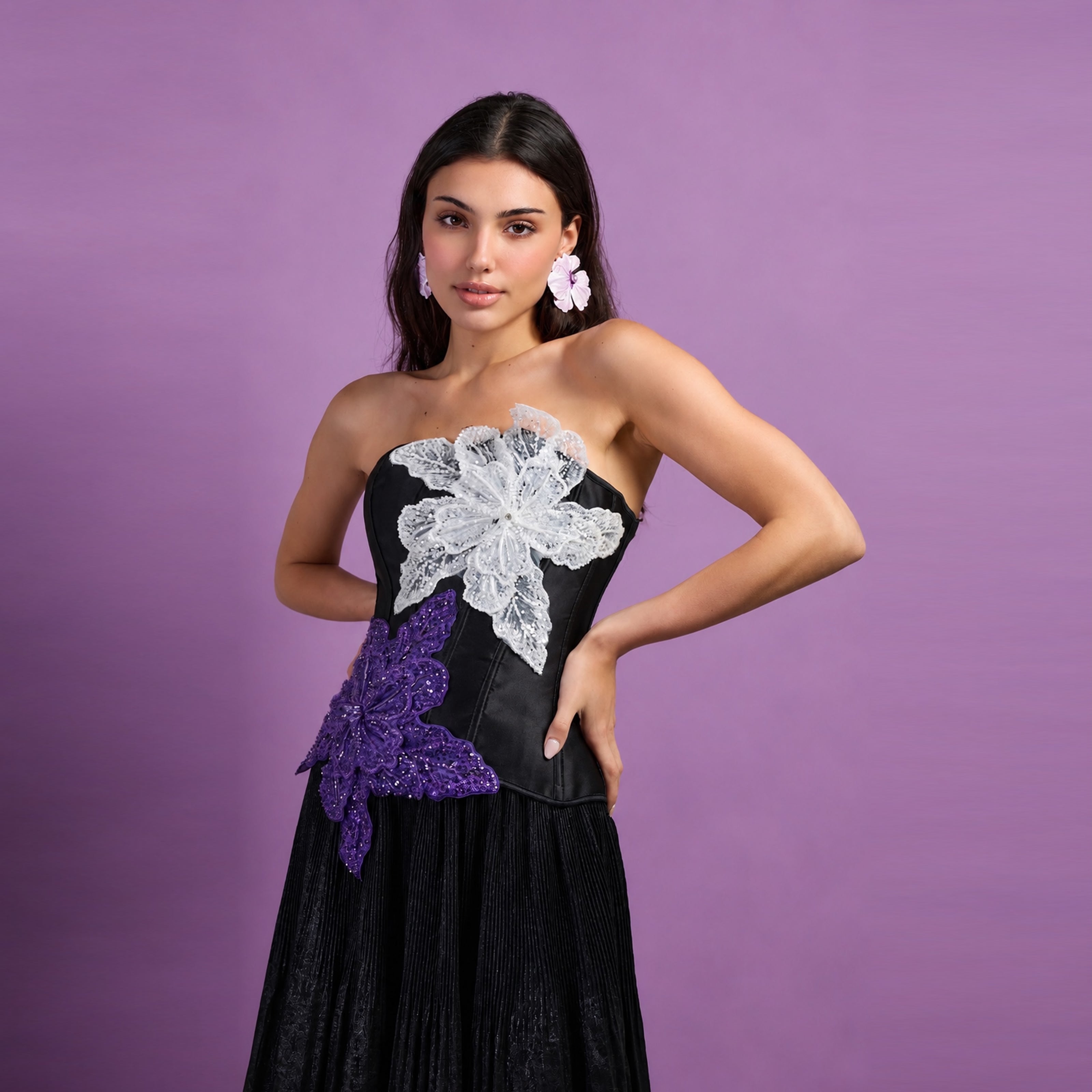 Midnight Orchid Embellished Corset Top