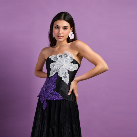 Midnight Orchid Embellished Corset Top