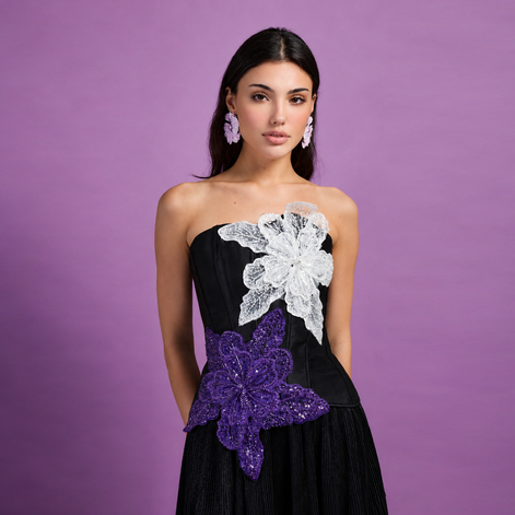 Midnight Orchid Embellished Corset Top
